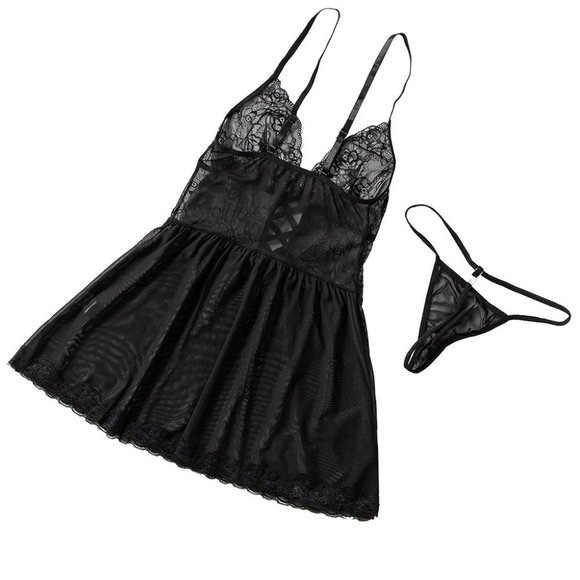 Sheer babydoll lingerie set - Picture 5 of 6